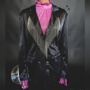 BLACK RHINESTONE COWBOY TUXEDO BLAZER